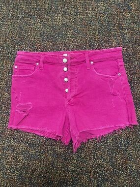 Joe’s Jeans Hot Pink Distressed Button-Front Denim Shorts